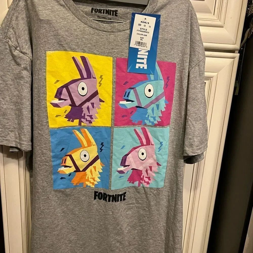 FORTNITE LLAMA XL T-SHIRT GRAY SUPPLY OR LOOT LLAMA EXTRA LARGE VIDEO GAME
